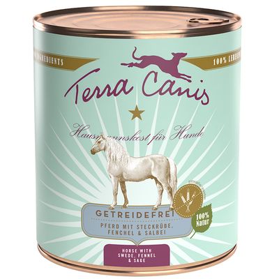 Terra Canis Getreidefrei 6 x 800 g Pferd mit Steckrübe, Fenchel und Salbei