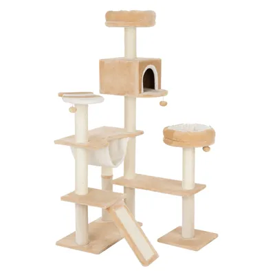 Gingerbread House Cat Tree with Ladder - Beige