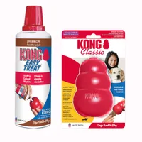 Set addestramento KONG Classic Rosso e KONG Easy Treat Liver - XL: 13 cm + pasta (2 x 236 g)
