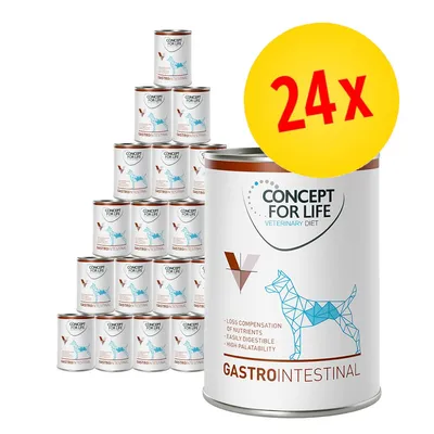 24 Dosen Concept for Life Veterinary Diet Gastrointestinal. Text: Loss compensation of nutrients, easily digestible, high palatability.