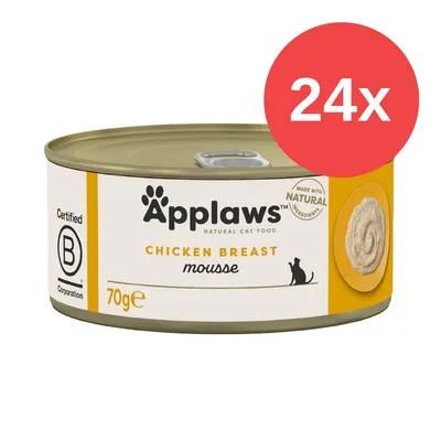 Applaws Natural Cat Food, Chicken Breast Mousse, 70g Dose, zertifiziert von B Corporation, hergestellt mit natürlichen Zutaten. Packung enthält 24 Dosen. Applaws Natural Cat Food, Chicken Breast Mousse, 70g Dose, zertifiziert von B Corporation, hergestellt mit natürlichen Zutaten. Packung enthält 24 Dosen.