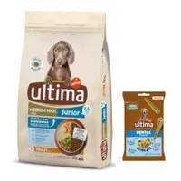 Ultima Hundefutter + Dental Sticks Medium / Maxi 180 g gratis! - Medium / Maxi Junior Huhn 12 kg