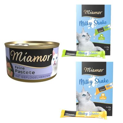 Miamor Pastete, 24 x 85 g + Miamor Milky Shake: indyk, 4 x 20 g i kurczak, 4 x 20 g gratis!