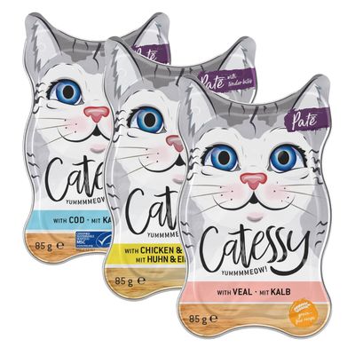 Μεικτό Πακέτο Catessy Δισκάκια Paté με Μοσχάρι, Κοτόπουλο & Μπακαλιάρο 54 x 85 g