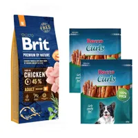 10 zł taniej! Brit karma sucha dla psa, 12 / 15 kg + Rocco Curls, kaczka, 400 g  - Adult M, kurczak