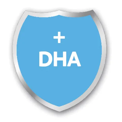 + DHA, napomena o sadržaju omega-3 masne kiseline za zdrav razvoj.