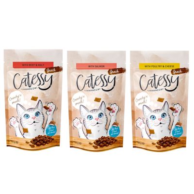 Probierpaket Catessy Knabber-Snacks 3 x 65 g Mix (Geflügel & Käse, Rind & Malz + Lachs & Omega-3)