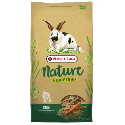 Versele-Laga Nature Fibrefood Cuni, hrană pentru iepuri cu conținut ridicat de fibre, morcovi și ierburi, 2,75 kg. Prospețime optimă.