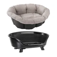 Set aus Ferplast Korb Siesta Deluxe mit Überzug Sofà Tweed beige - Set Größe 8: Korb + Überzug + Füße