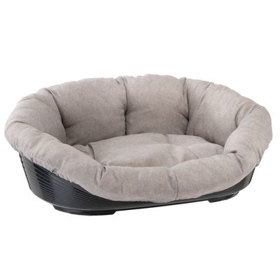 Set aus Ferplast Korb Siesta Deluxe mit Überzug Sofà Tweed beige Größe 4: L 61,5 x B 45 x H 21,5 cm