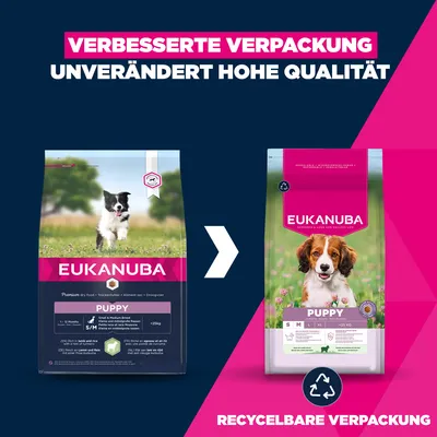 Eukanuba Premium Nutrition Puppy Small & Medium Breed jagnjetina in riž - 3 kg
