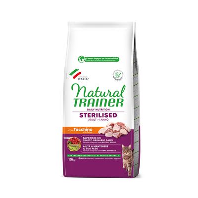 Natural Trainer stérilisé avec des croquettes de dinde pour chats