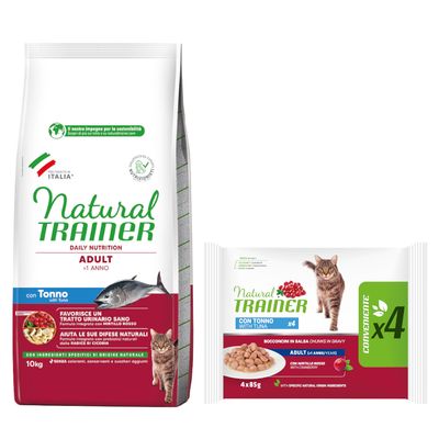 Natural Trainer Daily Nutrition Adulte >1 an au thon, favorise un appareil urinaire sain et les défenses immunitaires, sans colorants, conservateurs ni sucres ajoutés, 10 kg.