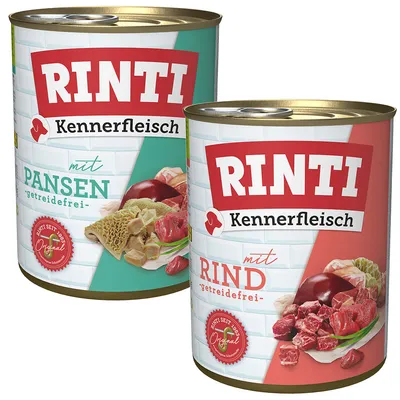 RINTI Kennerfleisch 12 x 800 g - Mixpack III med nötkött 2 sorter