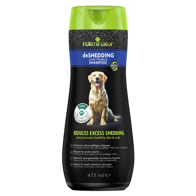 FURminator deShedding Ultra Premium шампоан, намалява прекомерното окапване и подпомага здрава кожа и козина, 473 мл.