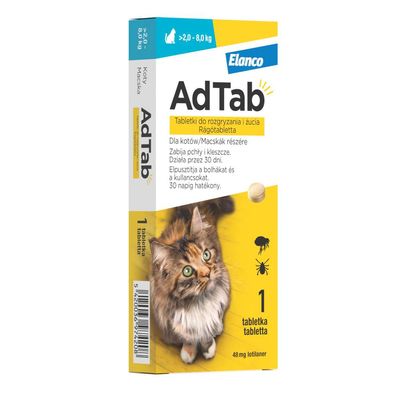 AdTab™ tabletka do rozgryzania i żucia przeciw pchłom i kleszczom dla kotów