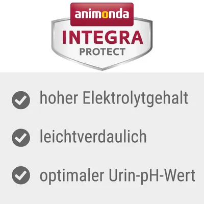 Animonda Integra Protect. Hög elektrolythalt, lättsmält, optimal urin-pH-nivå.