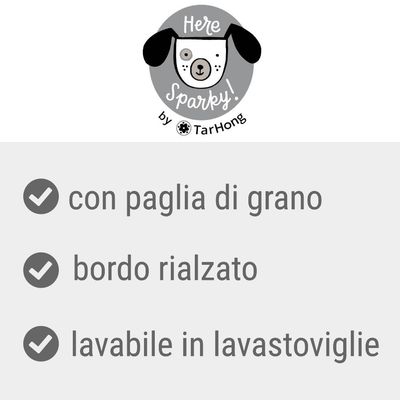 Here Sparky by TarHong, con paglia di grano, bordo rialzato, lavabile in lavastoviglie