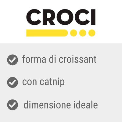 CROCI, forma di croissant, con catnip, dimensione ideale