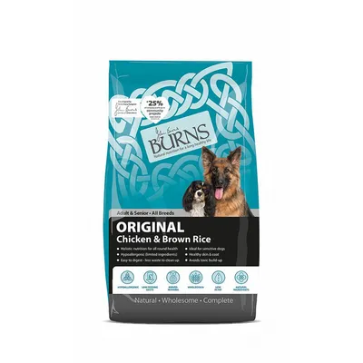 Burns Original Chicken & Brown Rice hundefoder, tekst: Adult & Senior • All Breeds, 25 % community projects, holistisk ernæring, hypoallergen, letfordøjeligt, naturlige ingredienser Burns Original Chicken & Brown Rice hundefoder, tekst: Adult & Senior • All Breeds, 25 % community projects, holistisk ernæring, hypoallergen, letfordøjeligt, naturlige ingredienser