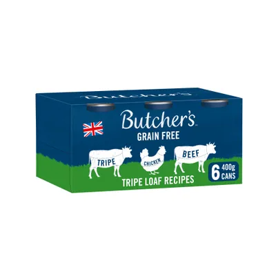 Butcher's Grain Free Tripe Loaf Recipes 6 x 400g - Mixed Pack Butcher's Grain Free Tripe Loaf Recipes 6 x 400g - Mixed Pack
