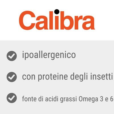 Calibra, ipoallergenico, con proteine degli insetti, fonte di acidi grassi Omega 3 e 6
