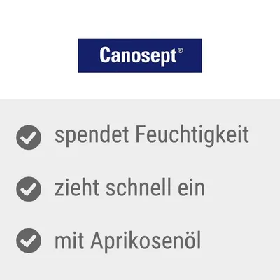 Canosept. Vlaži, se hitro vpije, z mareličnim oljem.