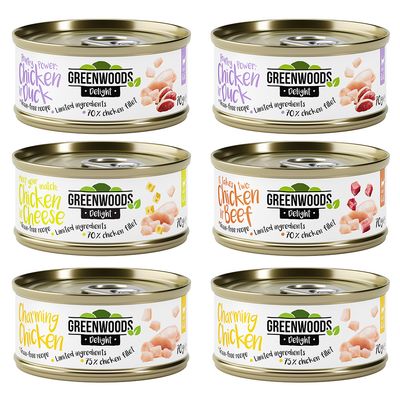Greenwoods Delight con pollo 6 x 70 g - Pack de prueba mixto Pack mixto: 4 variedades