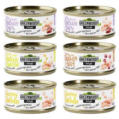 Greenwoods Delight Mixed Trial Pack Chicken 6 x 70g - Mix: 4 Varieties (Chicken) Greenwoods Delight Mixed Trial Pack Chicken 6 x 70g - Mix: 4 Varieties (Chicken)
