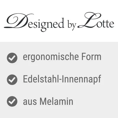 Designed by Lotte. Formă ergonomică, bol interior din oțel inoxidabil, din melamină.