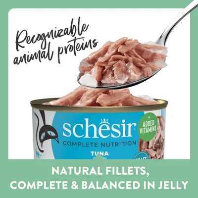 Schesir Complete Nutrition Filet aszpikban konzerv 24 x 50 g - Tonhal & aranydurbincs