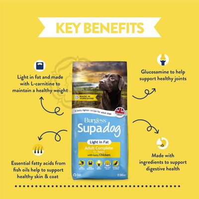 Burgess Supadog Light in Fat Adult Complete with Tasty Chicken - Economy Pack: 2 x 12.5kg
