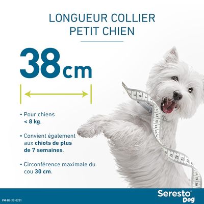Collier antiparasitaire Seresto® pour petit chien (≤ 8 kg) - 1 collier petit chien ≤ 8 kg, 38 cm