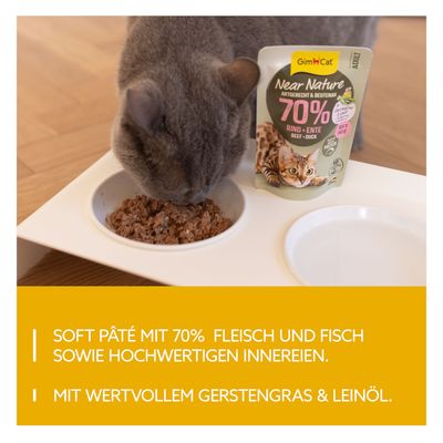 GimCat Near Nature Probier-Mix für Erwachsene Katzen, 6x85g. Sorten: Huhn, Rind, Rind+Ente, Huhn+Fasan, Huhn+Ente, Huhn+Forelle. Artgerecht & beutenah, Made in Germany.