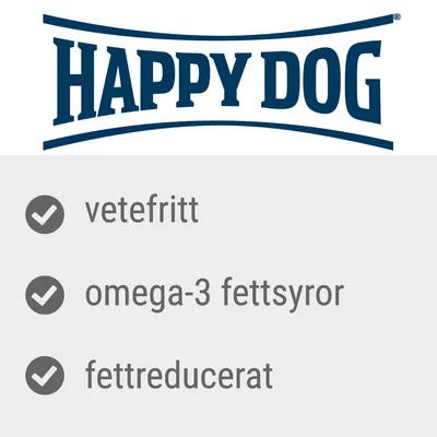 Happy Dog, vetefritt, omega-3 fettsyror, fettreducerat