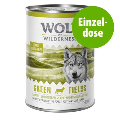 Wolf of Wilderness Green Fields Einzeldose, 100% grain-free, Lamm mit Waldbeeren, Wurzeln und Wildkräutern, 400g