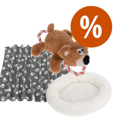 Welcome Kit Puppy & Junior Letto Fluffy 2in1 + Coperta in pile + Orsetto Letto + Coperta + Orsetto