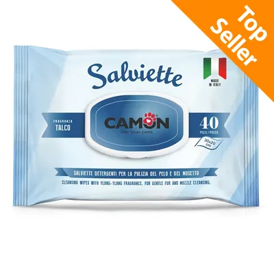 Camon Salviette rengöringsservetter, talcodoft, 40 st, 30x20 cm. Text: Made in Italy. Top Seller-märke i hörnet. Synlig text på italienska och engelska. Camon Salviette rengöringsservetter, talcodoft, 40 st, 30x20 cm. Text: Made in Italy. Top Seller-märke i hörnet. Synlig text på italienska och engelska.