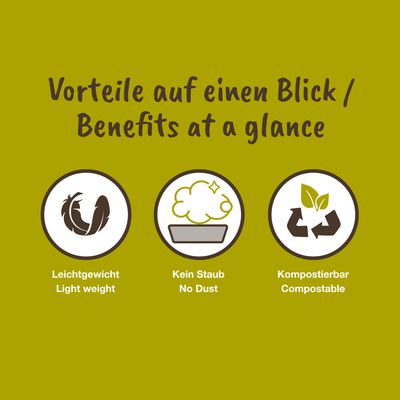 SoftCat Premium litter with grass, 80 days odour control, lightweight, dust-free, compostable, Made in Germany, 17L pack.