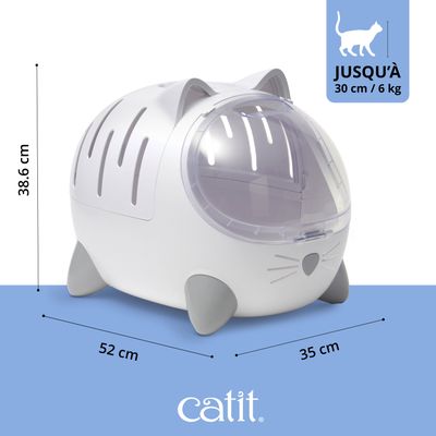 catit Cage de transport, dimensions : 52 x 35 x 38,6 cm. Convient aux animaux jusqu'à 30 cm et 6 kg.