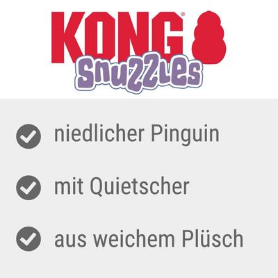 KONG Snuzzles. Sød pingvin med pivelyd, lavet af blødt plys.