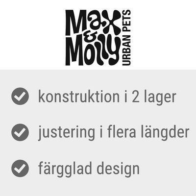 Max & Molly Urban Pets. konstruktion i 2 lager, justering i flera längder, färgglad design