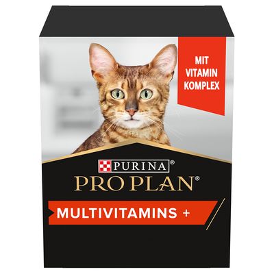Purina Pro Plan Multivitamins+ с витаминен комплекс, опаковка с изображение на котка