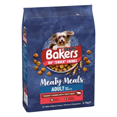Bakers Adult Meaty Meals Tender Chunks with Tasty Beef - 1kg