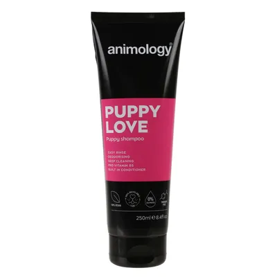 Puppy shampoo with easy rinse, deodorising, deep cleaning, pro vitamin B5, built-in conditioner. 100% vegan, 0% sulphates, paraben free. 250ml tube.