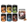 Wild Freedom Kombi-Paket: 24 x 400 g Adult Nassfutter + 3 x 45 g RAW Mixpaket 1 (Huhn, Seelachs, Lamm, Kaninchen, Wild) + Hühnerherzen