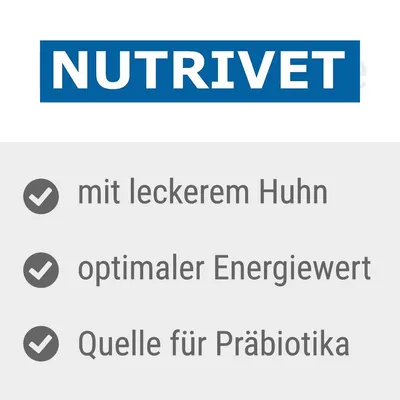 Nutrivet. Mit leckerem Huhn, optimaler Energiewert, Quelle für Präbiotika.