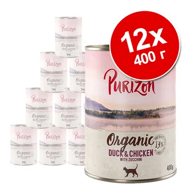 Экономупаковка Purizon Organic 12 x 400 г - Утка и курица с цукини