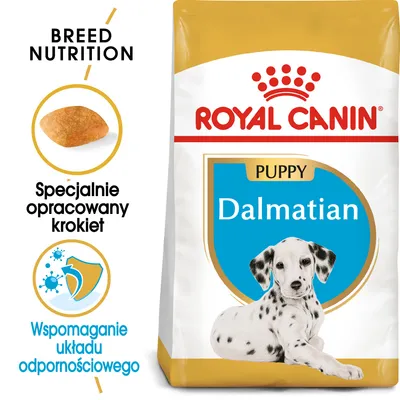 ROYAL CANIN Puppy Dalmatian, specjalnie opracowany krokiet, wspomaganie układu odpornościowego, opakowanie karmy dla szczeniąt rasy dalmatyńczyk ROYAL CANIN Puppy Dalmatian, specjalnie opracowany krokiet, wspomaganie układu odpornościowego, opakowanie karmy dla szczeniąt rasy dalmatyńczyk