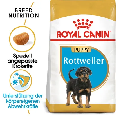 Royal Canin Puppy Rottweiler. Posebno prilagojeni briketi. Podpora naravni obrambi organizma.